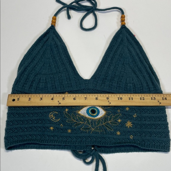 ROMWE Crochet Halter Top Evil Eye Boho Festival Womens Size L - Picture 5 of 7